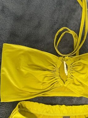 Yellow/Green Spring Summer 2 Two Piece Beach Cover Up, Size M